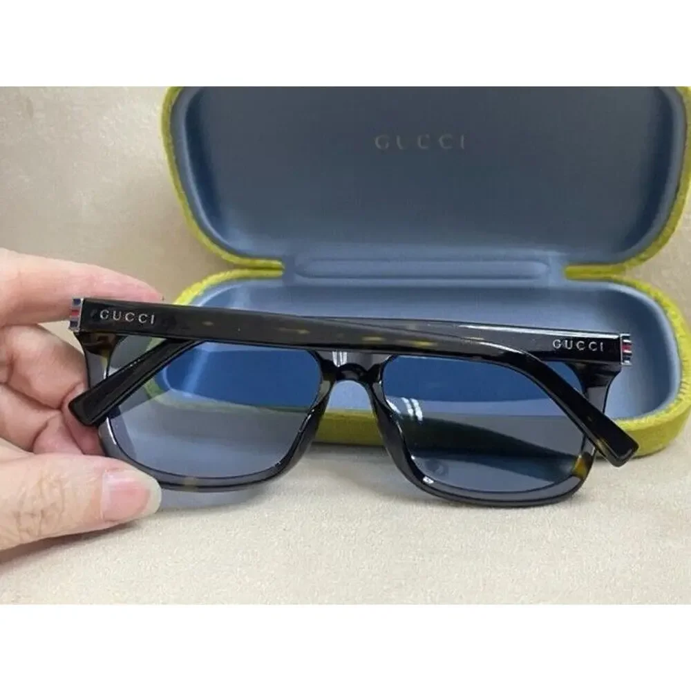 NEW GUCCI GG 0449S 003 HAVANA AUTHENTIC SUNGLASSES Blue Lense Tortoise 56MM $468 - Picture 2 of 10